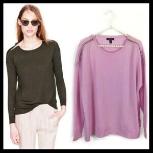 J. Crew Merino Zip-Shoulder Sweater in Lilac New!